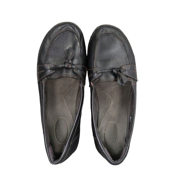 Clarks Shoes Womens 7.5 Loafer Slip On Ashland Leather Black Classic Career Flat - Picture 7 of 14